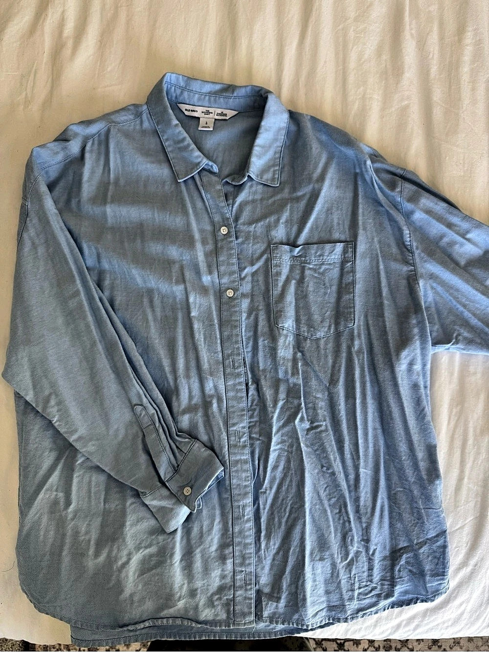 Old Navy The Boyfriend Shirt Button Down Blue Size Large